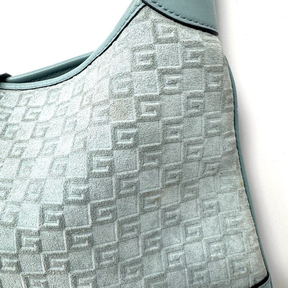 Gucci Vintage Jackie Hobo – Baby Blue Embossed Suede Shoulder Bag - Picture 3 of 14